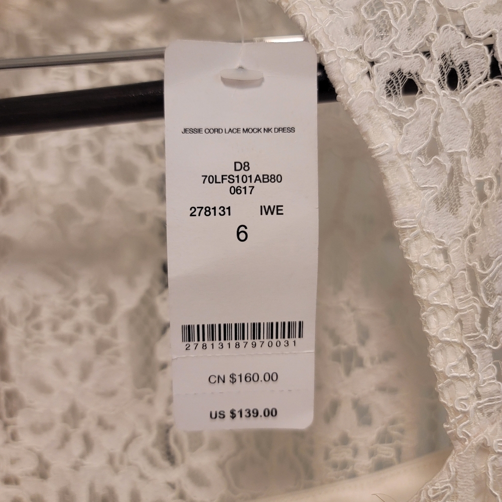 NWT BEBE JESSIE WHITE LACE MOCK NECK DRESS $139 SIZE 6 - Picture 8 of 15